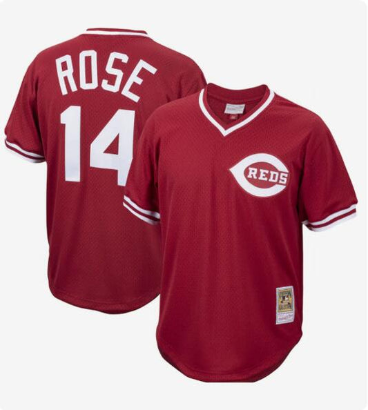 C.Reds #14 Pete Rose Player White Throwback Cooperstown Collection Limited Baseball Jerseys