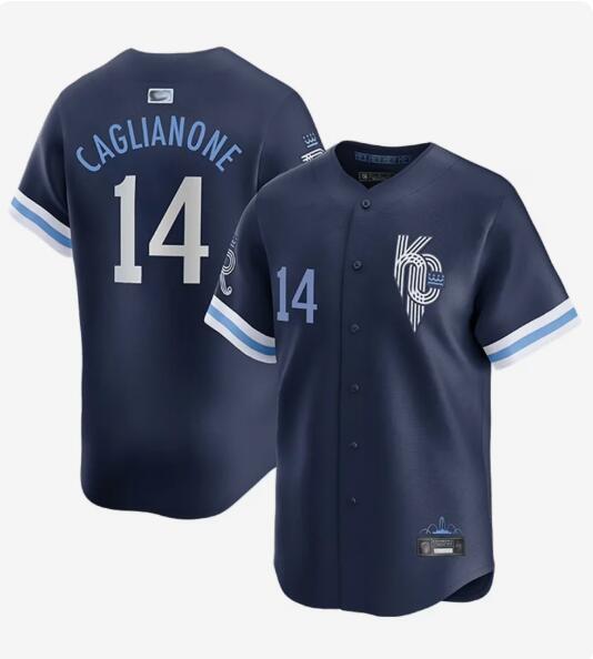 KC.Royals #14 Jac Caglianone Player Navy Blue City Connect Limited Baseball Jerseys