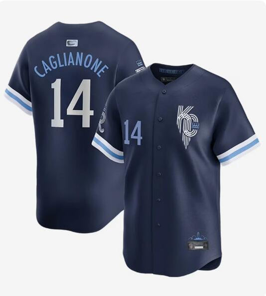 KC.Royals #14 Jac Caglianone Player Navy Blue City Connect Limited Baseball Jerseys