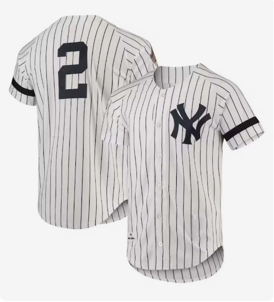 NY.Yankees #2 Mitchell & Ness Cooperstown Collection 1996 Player Jersey - White Stitches Baseball Jerseys