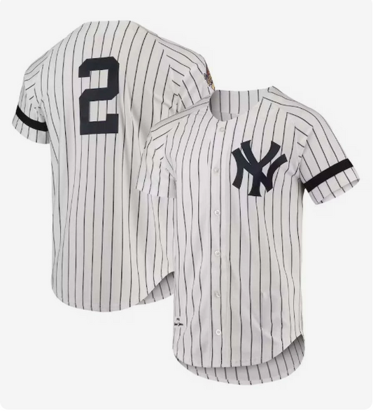 NY.Yankees #2 Mitchell & Ness Cooperstown Collection 1996 Player Jersey - White Stitches Baseball Jerseys