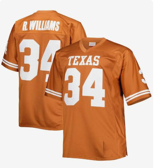 T.Longhorns #34 Ricky Williams Player Throwback Jersey - Texas Orange American College Jerseys