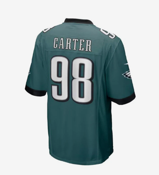 P.Eagles #98 Jalen Carter 2023 Draft First Round Pick Game Jersey - Midnight Green Stitched American Football