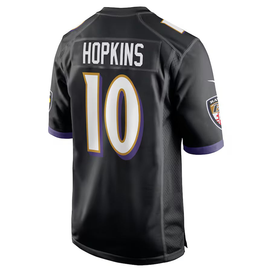 B.Ravens #10 DeAndre Hopkins Black Alternate Game Stitched American Football Jerseys