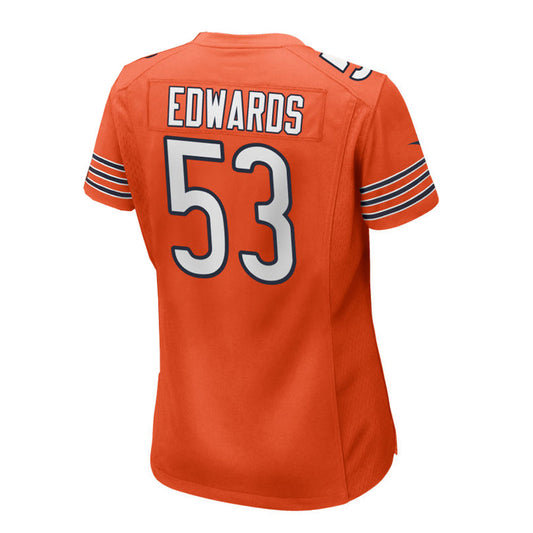 C.Bears #53 T.J.Edwards Orange Game Alternate American Football Jerseys