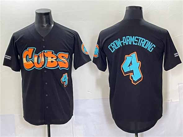 Chicago Cubs #4 Pete Crow-Armstrong Black 'Graffiti North Side Edition' Vapor Premier Limited Stitched Baseball Jersey