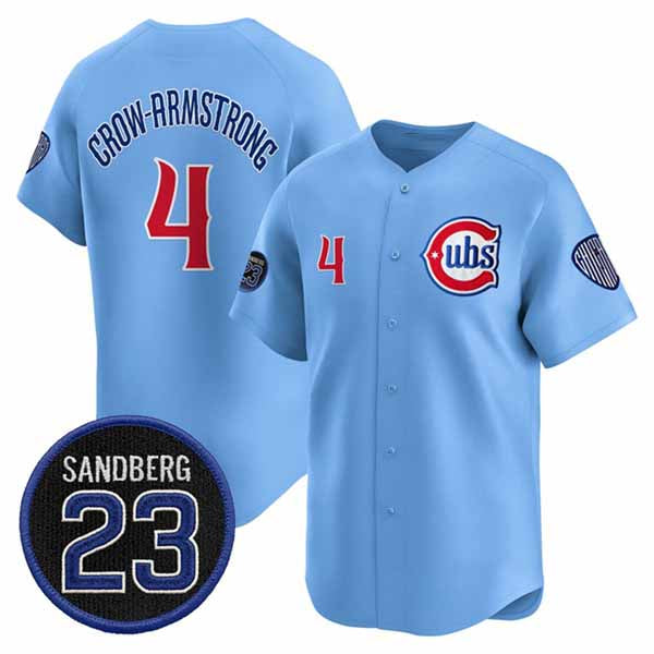 Chicago Cubs #4 Pete Crow-Armstrong Blue 'Ryne Sandberg Tribute' Vapor Limited V2 Stitched Baseball Jersey