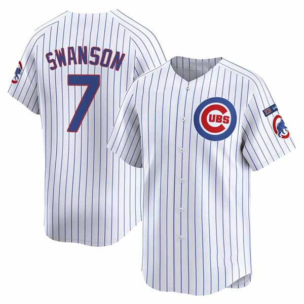 Chicago Cubs #7 Dansby Swanson White Pinstripe 'Ryne Sandberg Tribute' Vapor Limited V3 Stitched Baseball Jersey