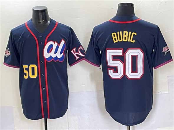 Kansas City Royals American League #50 Kristofer Bubic Navy 2025 All-Star Edition Limited Stitched Baseball Jersey