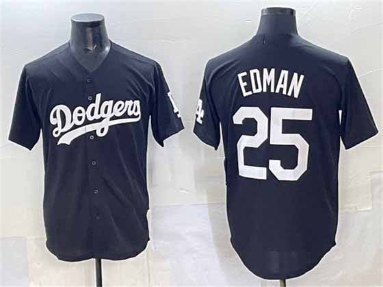 Los Angeles Dodgers #25 Tommy Edman Black Stitched Baseball Jersey