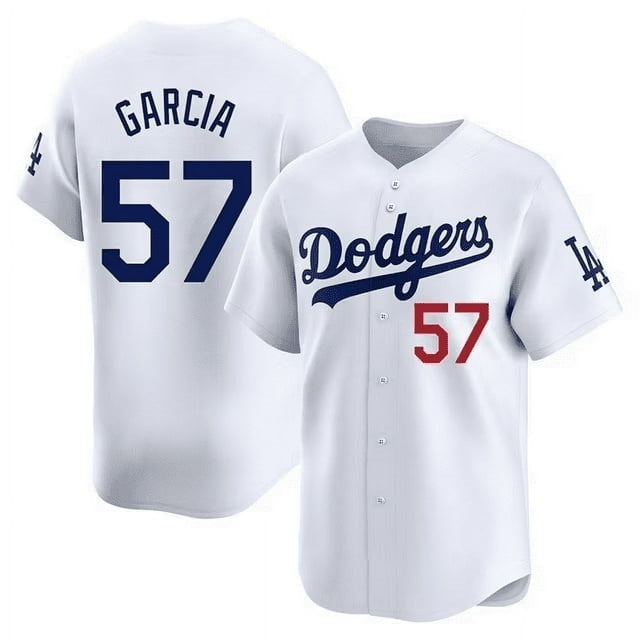 Los Angeles Dodgers #57 Luis Garcia White Cool Base Stitched Baseball Jersey