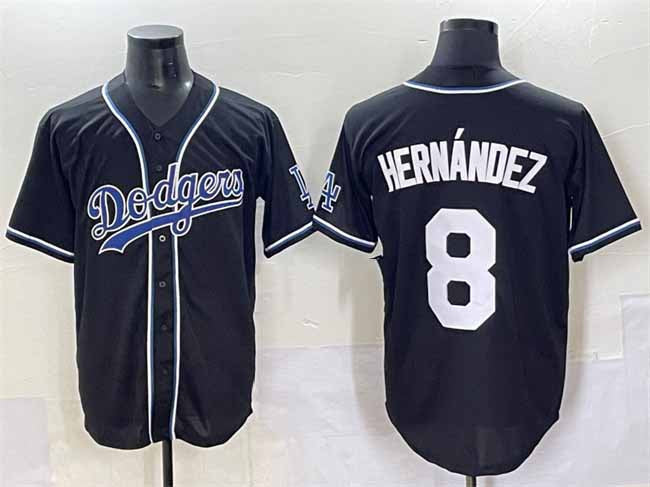 Los Angeles Dodgers #8 Enrique Hern¨¢ndez Black Fashion Stitched Baseball Jersey