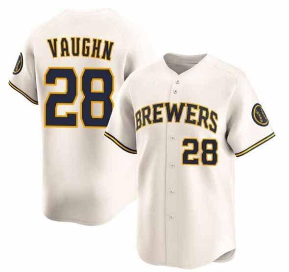 Milwaukee Brewers #28 Andrew Vaughn Cream Limited Stitched Baseball Jersey