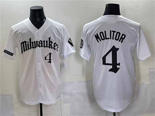 Milwaukee Brewers #4 Paul Molitor White 'Gothic 414 Shadows Edition' Vapor Premier Limited Stitched Jersey