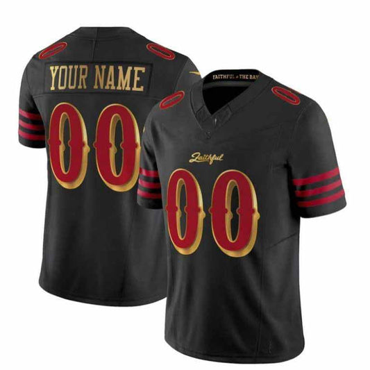 Custom SF.49ers Black 2025 ¡°Rivalries¡± Vapor Limited Stitched American Football Jerseys