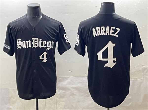 San Diego Padres #4 Luis Arraez Black Gothic Edition Vapor Limited Stitched Baseball Jersey