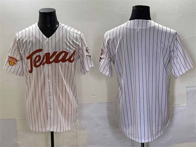 T.Longhorns Blank White Pinstripe 2025 Softball National Champions Stitched American College Jerseys