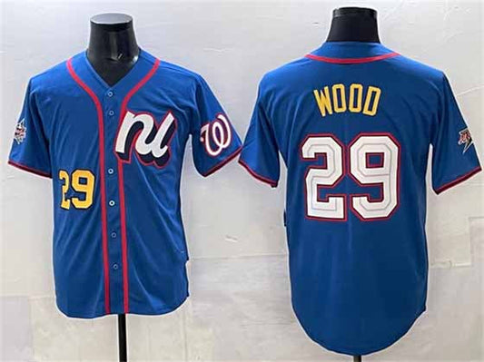 Washington Nationals National League #29 James Wood Blue 2025 All-Star Edition Limited Stitched Baseball Jersey