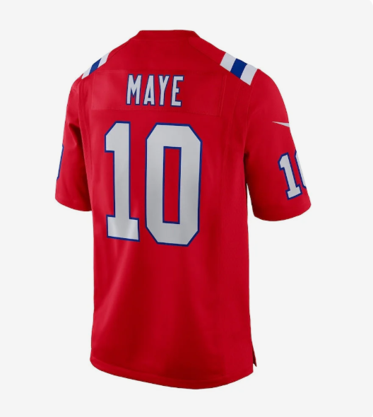 NE.Patriots #10 Drake Maye 2024 Draft First Round Pick Player Game Jersey - Red American Football Jerseys