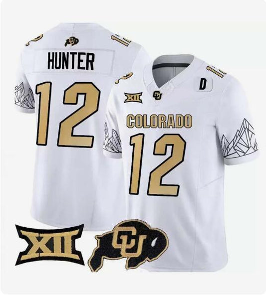 C.Buffaloes #12 Travis Hunter Player White Home Football Stitched American College Jerseys