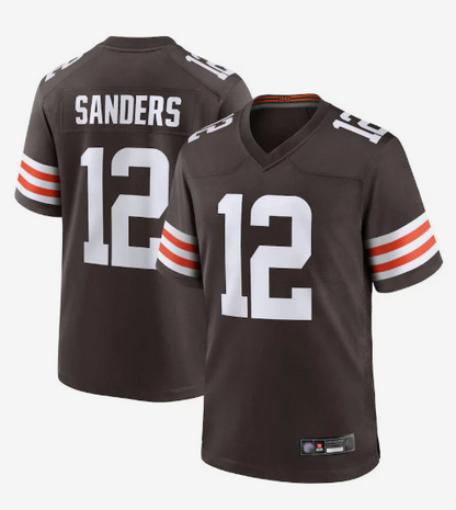 C.Browns #12 Shedeur Sanders Player Brown Home Game Football Jerseys