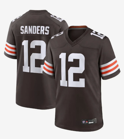 C.Browns #12 Shedeur Sanders Player Brown Home Game Football Jerseys