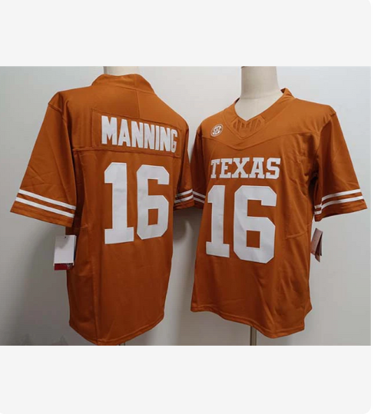 T.Longhorns #16 Arch Manning Player Game Jersey Orange F.U.S.E Stitched American College Jerseys