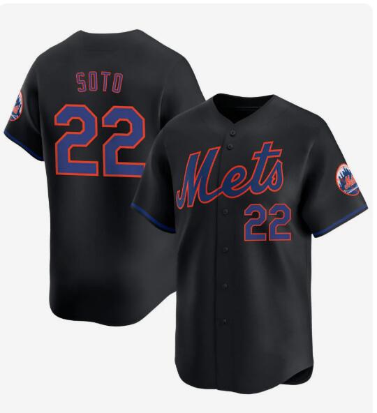NY.Mets #22 Juan Soto Player Black Limited Replica Baseball Jerseys