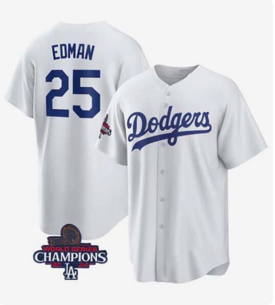 LA.Dodgers #25 Tommy Edman Player White Cool Base Stitched Baseball Jerseys
