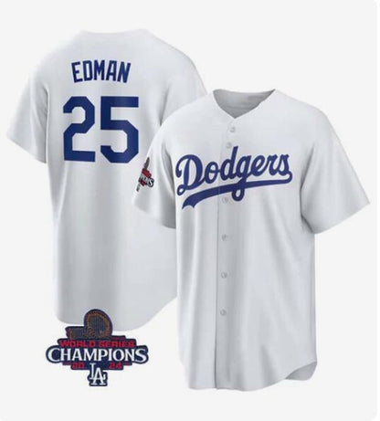 LA.Dodgers #25 Tommy Edman Player White Cool Base Stitched Baseball Jerseys
