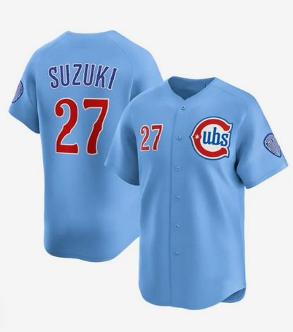 C.Cubs #27 Seiya Suzuki Player Blue 2024-25 2nd Alternate Limited Stitched Baseball Jerseys