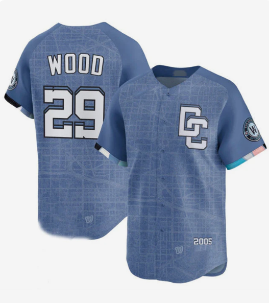 Washington Nationals #29 James Wood Blue 2025 City Connect Limited Stitched Baseball Jersey
