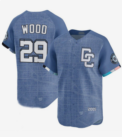 Washington Nationals #29 James Wood Blue 2025 City Connect Limited Stitched Baseball Jersey