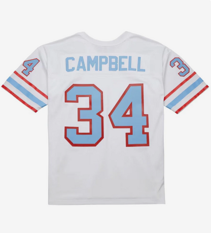 H.Oilers #34 Earl Campbell Mitchell & Ness 1979 Legacy Replica Player Jersey - White Stitched American Football