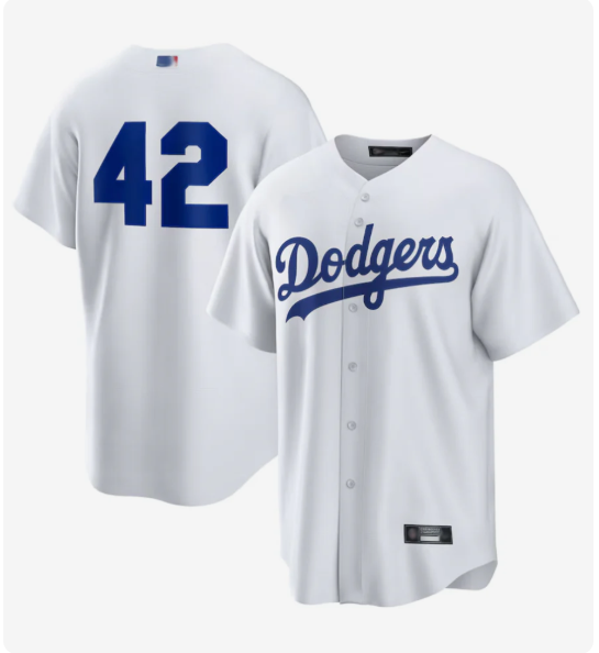 LA.Dodgers #42 Jackie Robinson Player Replica White Baseball Jerseys