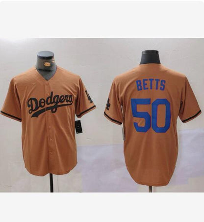 LA.Dodgers #50 Mookie Betts Olive Cool Base Limited Stitched Baseball Jerseys Player Jersey