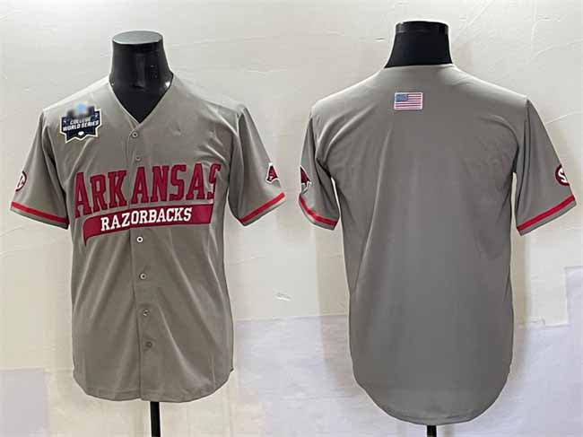 A.Razorbacks Blank Grey 2025 World Series Stitched American College Jerseys