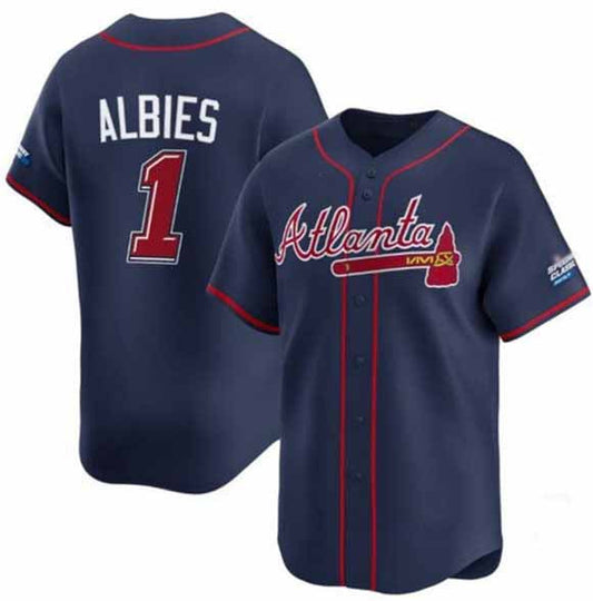 Atlanta Braves #1 Ozzie Albies Navy 2025 Speedway Classic Alternate Limited Stitched Baseball Jersey