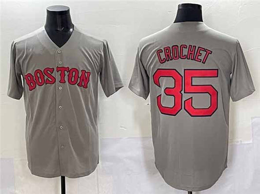 Boston Red Sox #35 Garrett Crochet Gray Cool Base Stitched Baseball Jersey