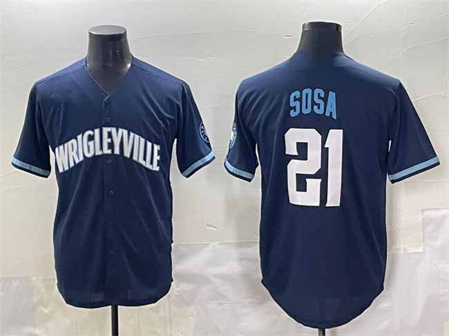 Chicago Cubs #21 Sammy Sosa Navy City Connect Stitched Baseball Jersey