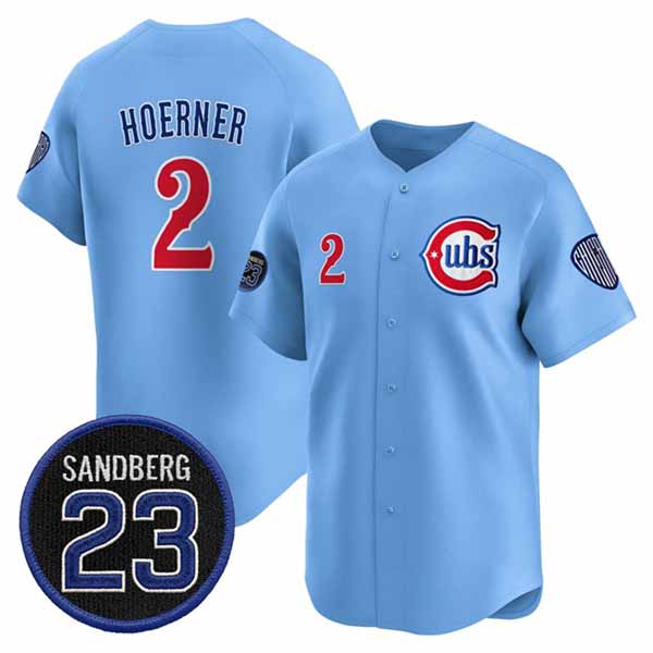 Chicago Cubs #2 Nico Hoerner Blue 'Ryne Sandberg Tribute' Vapor Limited V2 Stitched Baseball Jersey