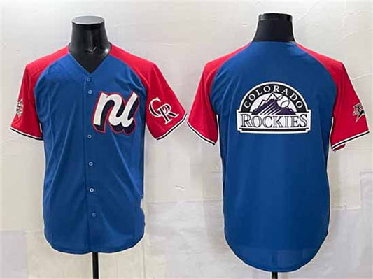 Colorado Rockies National League Team Big Logo Blue Red Alternate 2025 All-Star Edition Limited Stitched Baseball Jersey