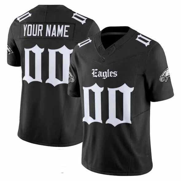 Custom P.Eagles Active Player Black 2025 F.U.S.E. 'Gothic Philly Edition' Vapor Limited V2 Football Stitched Jerseys