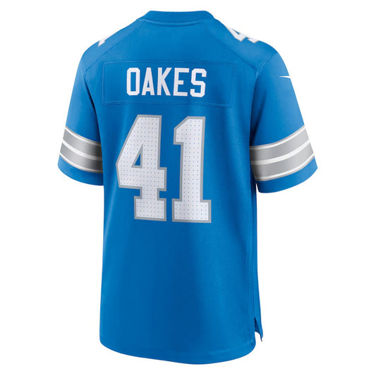 D.Lions #41 Gunnar Oakes Blue Team Game American Football Jersey