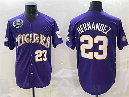 L.Tigers #23 Luis Hernandez Purple 2025 World Series Stitched Baseball American College Jerseys
