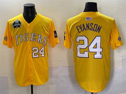 L.Tigers #24 Anthony Eyanson Gold 2025 World Series Stitched Baseball American College Jerseys