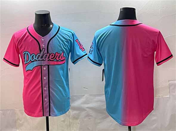 Los Angeles Dodgers Blank Pink Blue Limited Stitched Baseball Jersey