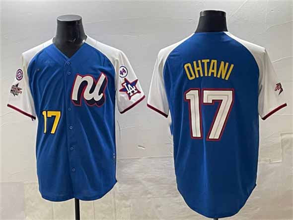 Los Angeles Dodgers National League #17 Shohei Ohtani Blue Alternate 2025 All-Star With Patch Edition Limited Stitched Baseball Jersey