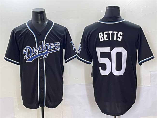 Los Angeles Dodgers #50 Mookie Betts Black Fashion Stitched Baseball Jersey