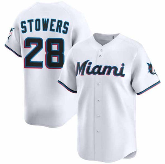 Miami Marlins #28 Kyle Stowers White 2024 Home Limited Stitched Baseball Jersey